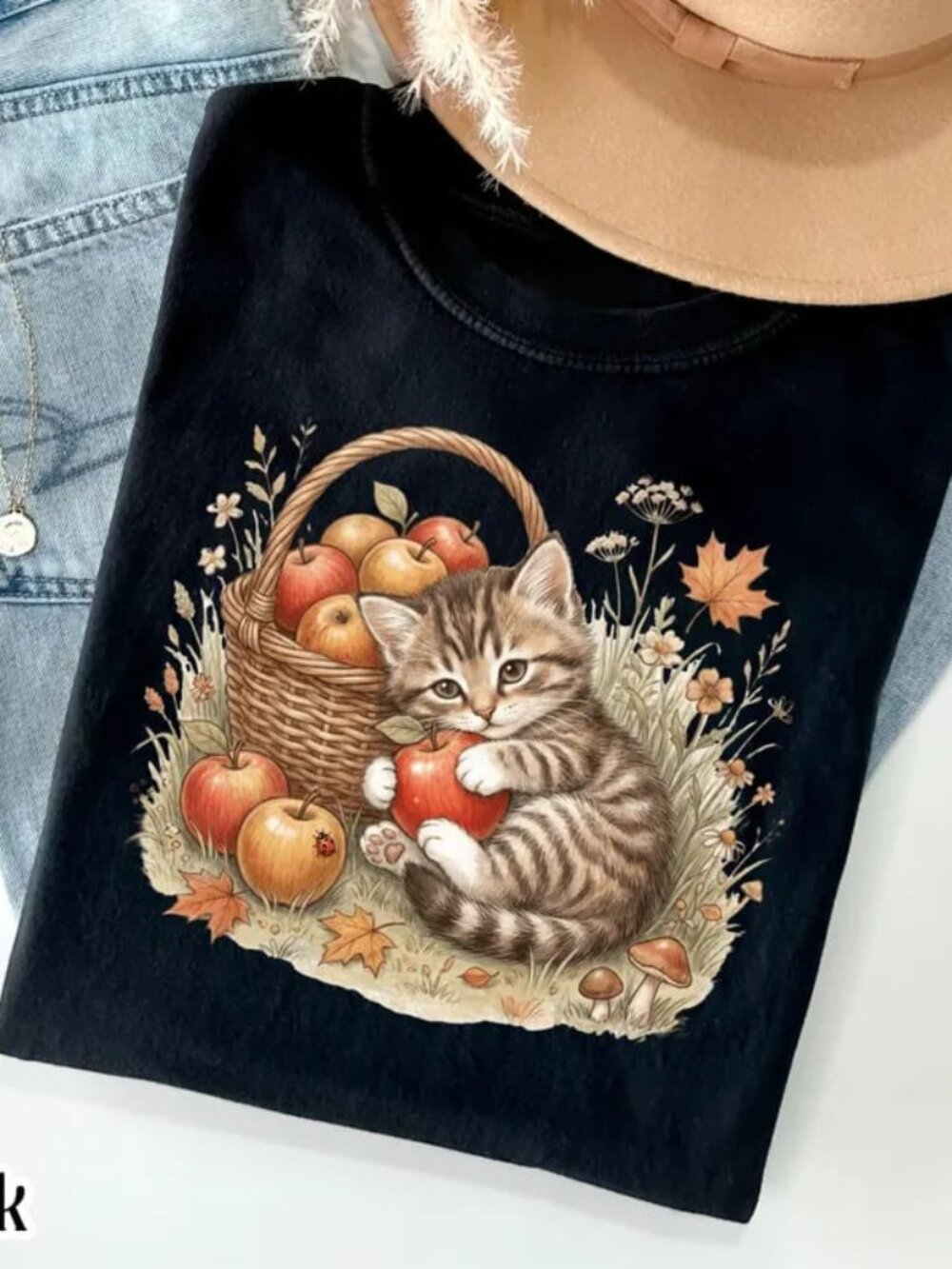 Cute Autumn Cat Shirt, Cat Tee, Cat Lover Gift Shirt